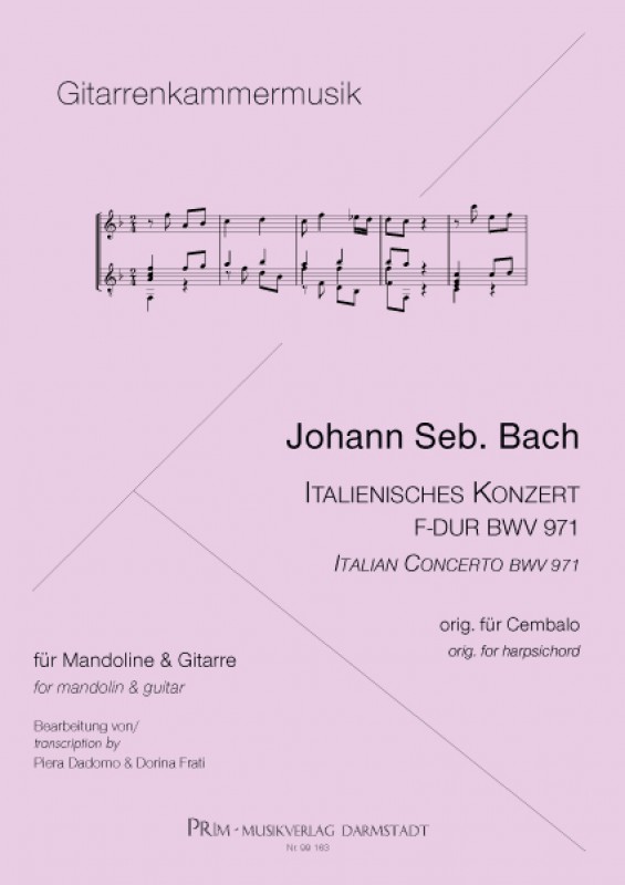 Bach: Italien. Konzert Italienisches Konzert BWV 971 f. Mandoline (Viol./Flöte) + Gitarre